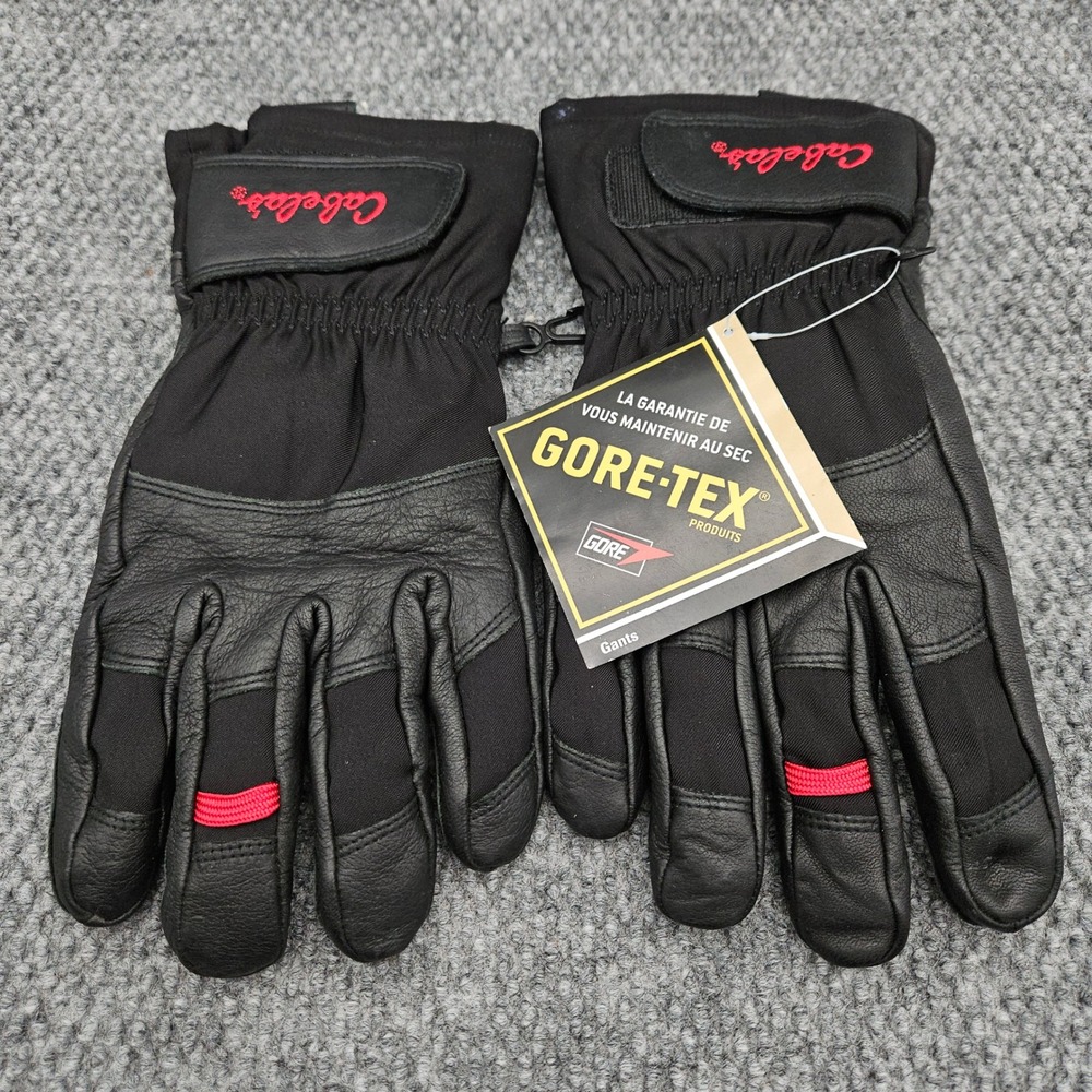 Cabelas Men 2XL Black Gore-Tex Trekker Gloves Deerskin Leather Winter Waterproof